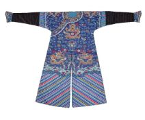 A Chinese 'Kesi' weave multicoloured Mandarins dragon robe