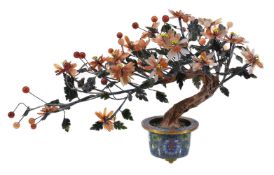 A Chinese agate and hardstone tree