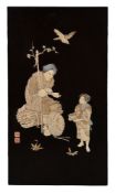 ϒ A Japanese Inlaid Lacquered Wood Panel