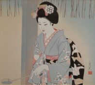 Shimura Tatsumi (1907-1980): A Woodblock Print Hatsumode in inks and colours on paper