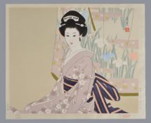 Shimura Tatsumi (1907-1980): A Woodblock Print Shobu (Iris) from his Women of Japan series
