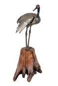 A Japanese Mixed Metal Figure of a Manchurian Crane