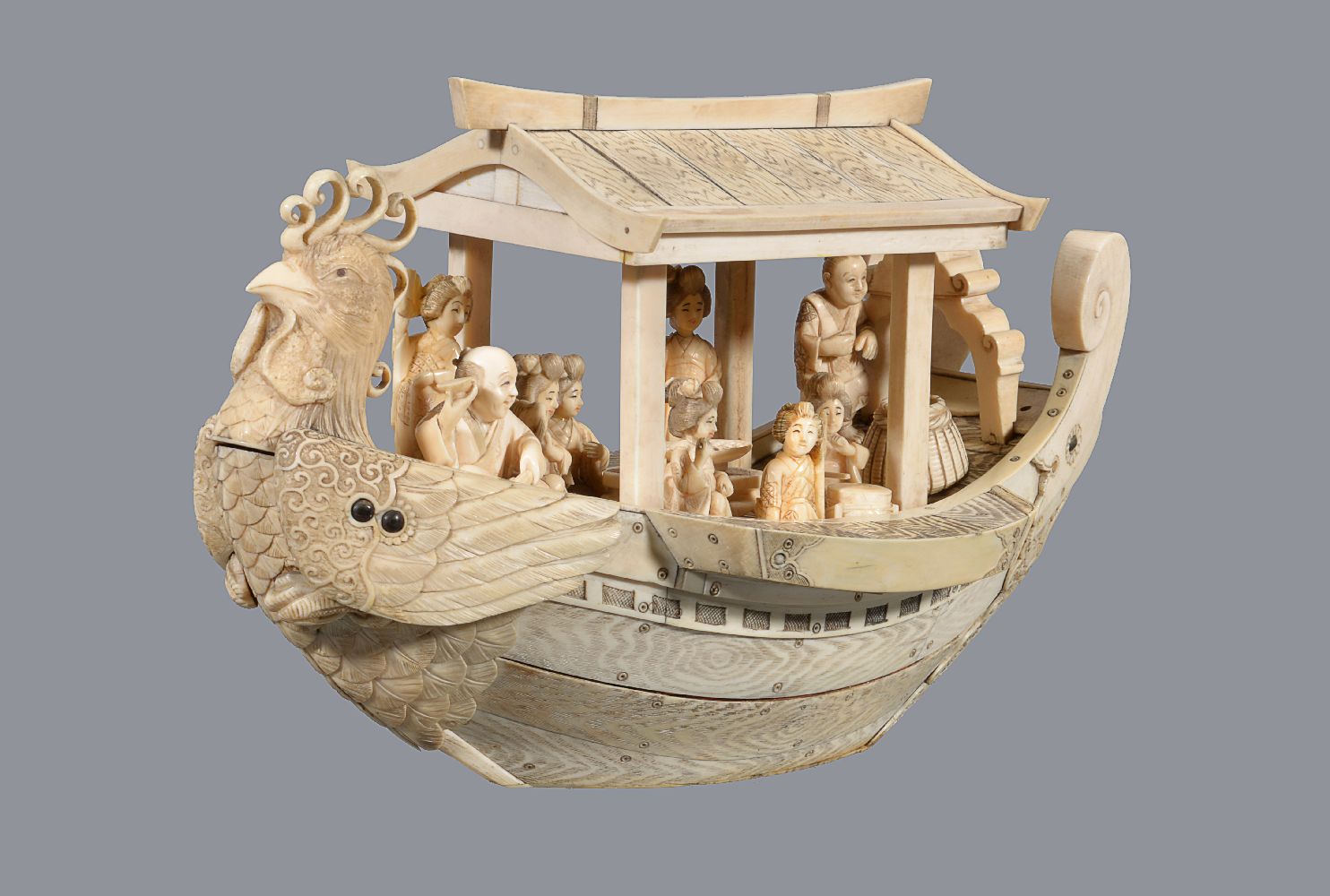 ϒ A Japanese sectional ivory model of a boat - Image 2 of 3