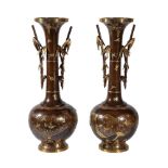 Miya-O Eisuke: An Impressive Pair of Japanese Parcel Gilt Bronze Vases