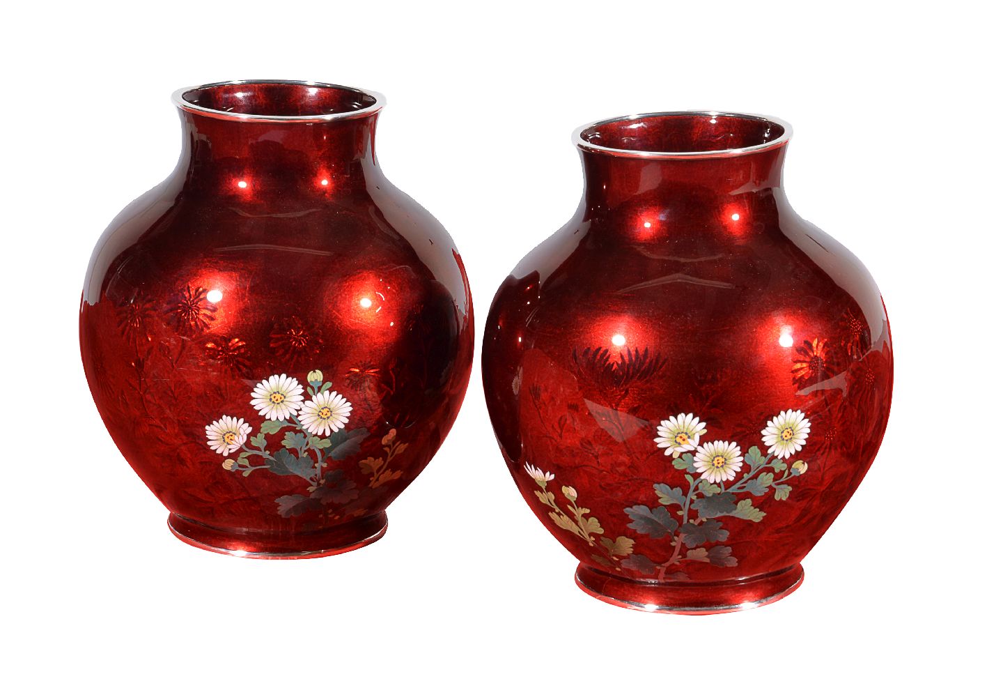 Ando Company: A Pair of Cloisonné Enamel Vases - Image 2 of 3
