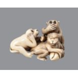 ϒ An Ivory Netsuke of The Sanbikisaru