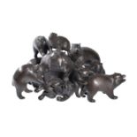 A Japanese Bronze Group of Bears