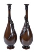 A Pair of Japanese Bronze Vases