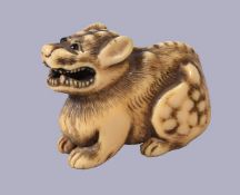 ϒ Kyoto School: A Japanese Ivory Netsuke of a Wolf