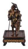 Miya-O Eisuke: A Japanese Parcel Gilt Bronze Figure of a Nightwatchman