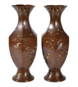 A Pair of Japanese Bronze Vases