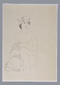 Goyo Hashiguchi (1880-1921): An ink drawing on fine paper of a seated nude woman