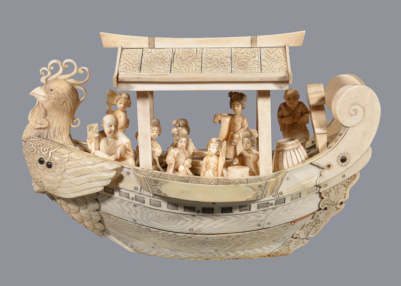 ϒ A Japanese sectional ivory model of a boat