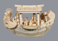 ϒ A Japanese sectional ivory model of a boat