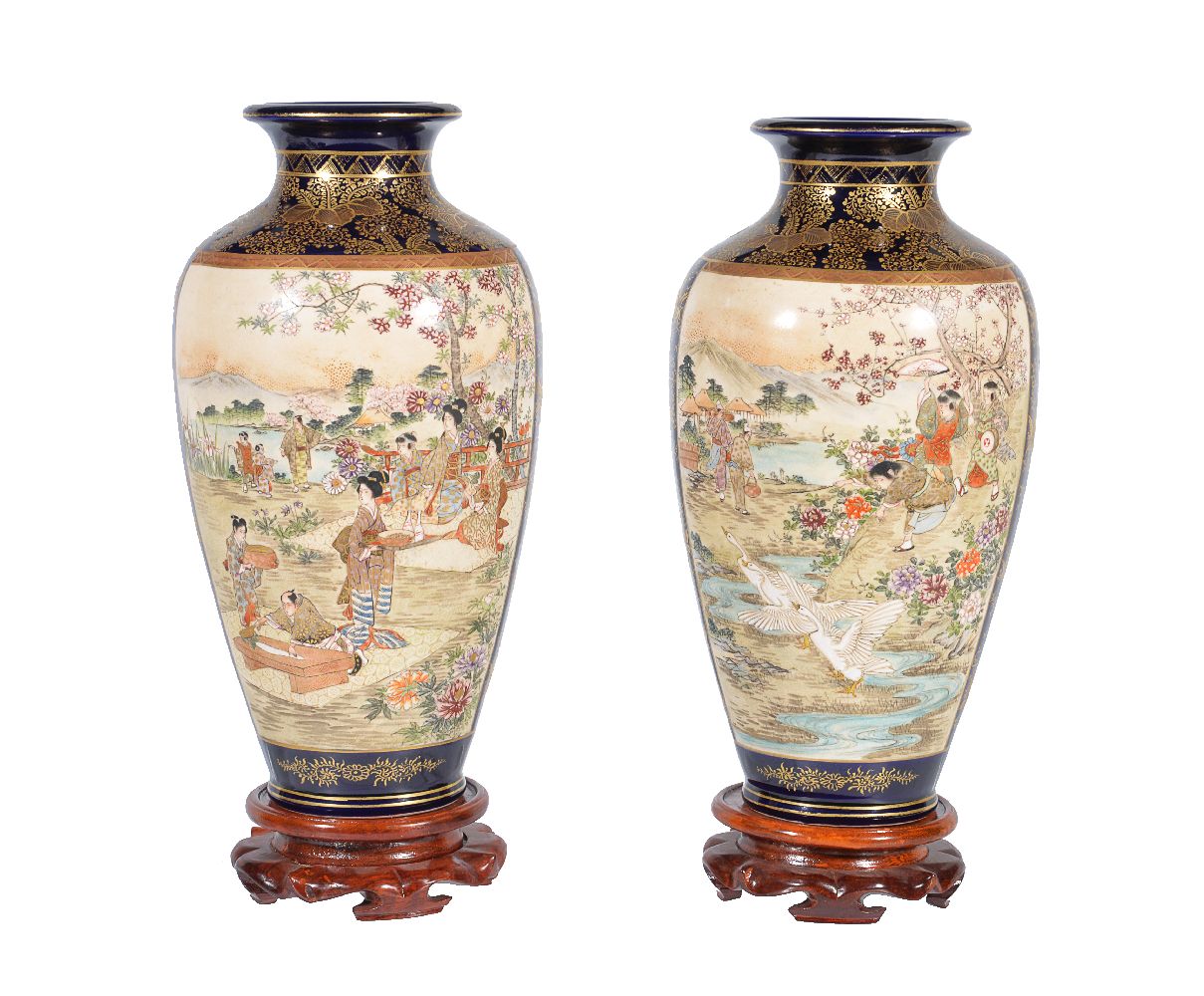 A Pair of Satsuma Pottery Vases