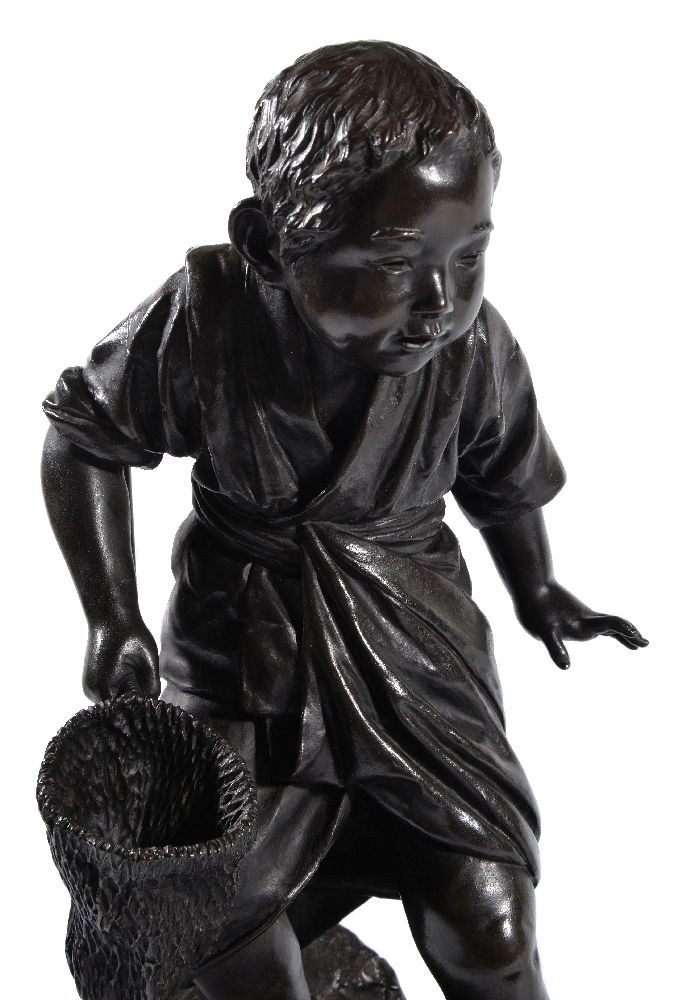 A Large Japanese Bronze Figure of a Boy - Image 2 of 6