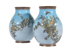 A Pair of Japanese Cloisonné Enamel Vases