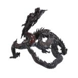 A Japanese Bronze Model of a Coiled Dragon