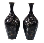 Yamatada: A Pair of Cloisonne Enamel Vases