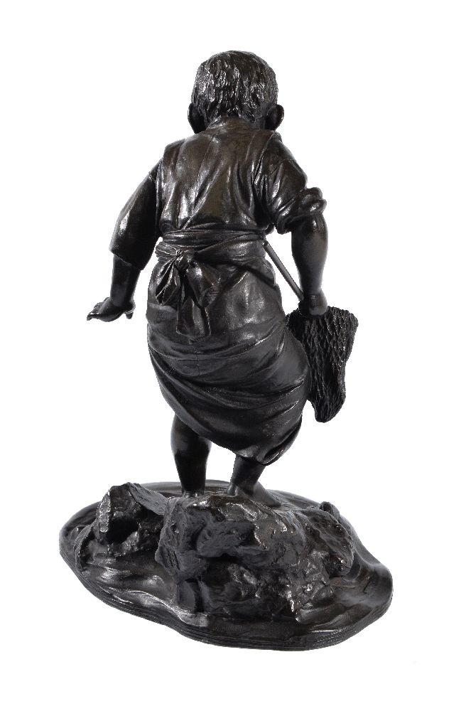 A Large Japanese Bronze Figure of a Boy - Image 3 of 6