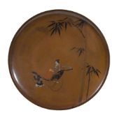 A Japanese Bronze Dish of circular form with flattened rim