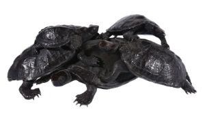 A Japanese Bronze Group of Turtles