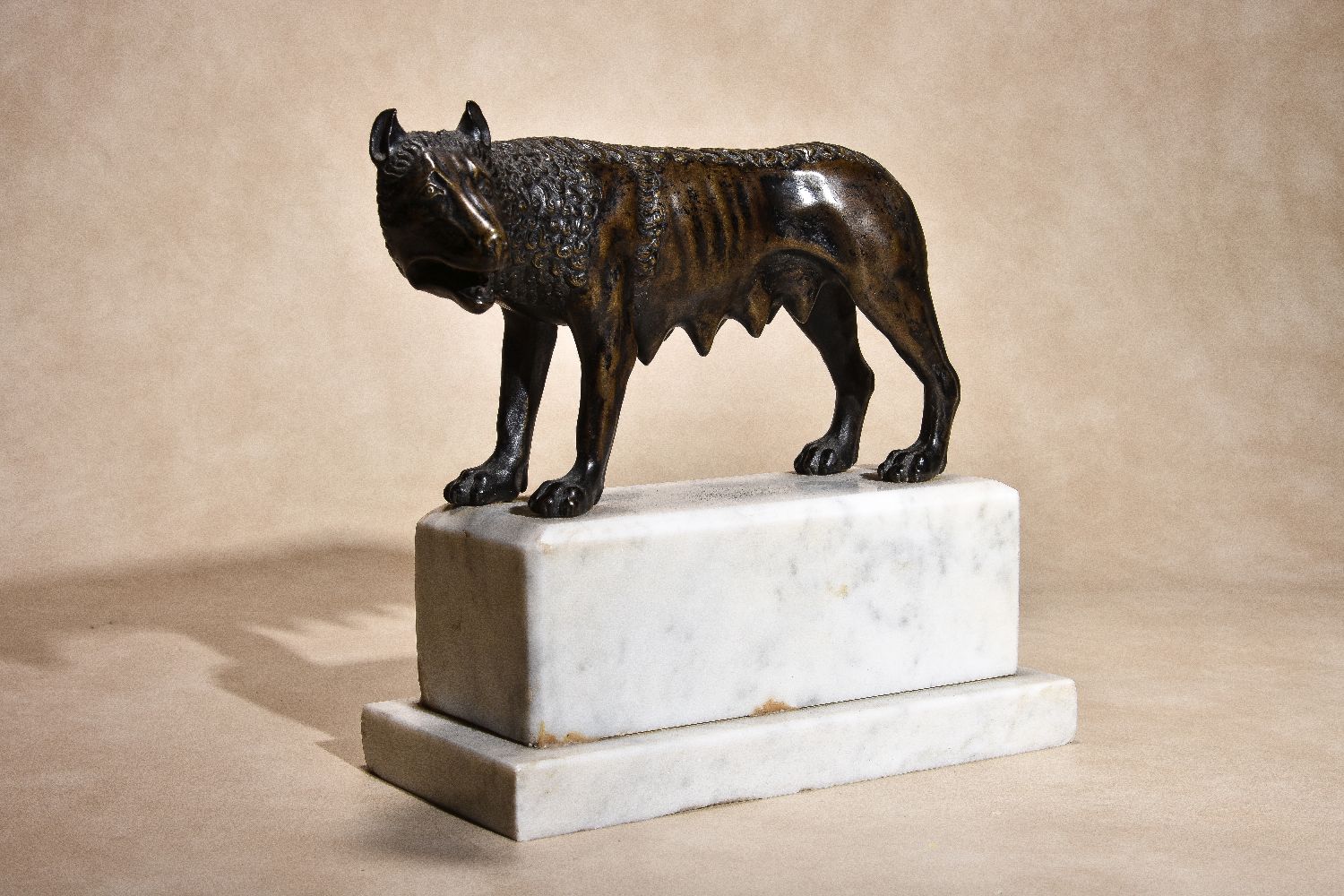 An Italian patinated bronze model of the Roman she-wolf - Image 2 of 4