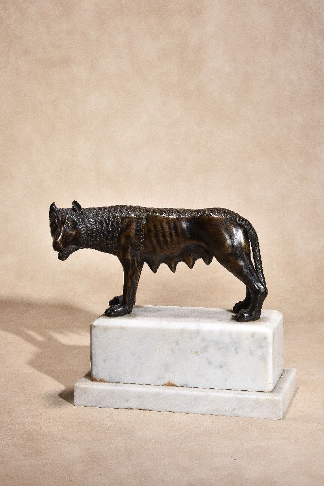 An Italian patinated bronze model of the Roman she-wolf