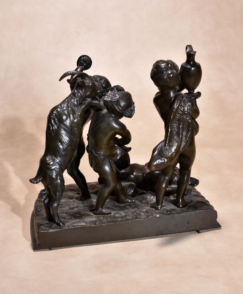 After Claude Michel, called Clodion, (French 1738 ~ 1814), a pair of patinated bronze Bacchic groups - Image 4 of 6