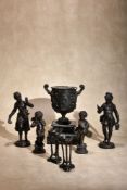 A group of assorted Continental patinated metal figural sculpture