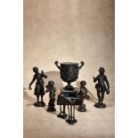 A group of assorted Continental patinated metal figural sculpture