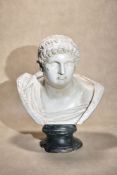 A painted plaster bust of the Emperor Nero