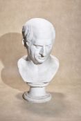 A white painted plaster bust of Cicero