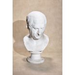 A white painted plaster bust of Cicero