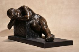 λ Karin Jonzen (1914 ~ 1998), a patinated bronze model of a resting youth