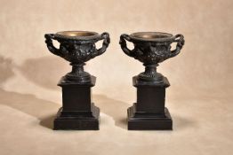 A pair of Continental patinated bronze models after the Warwick Vase