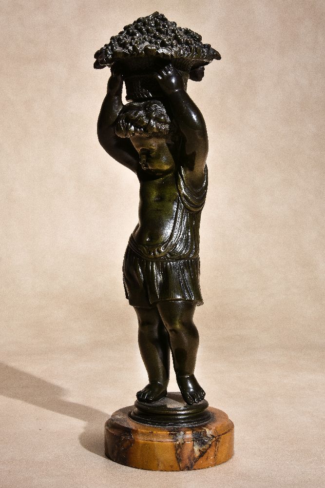 A pair of patinated bronze and marmo convento Siena mounted models of putti - Image 2 of 5