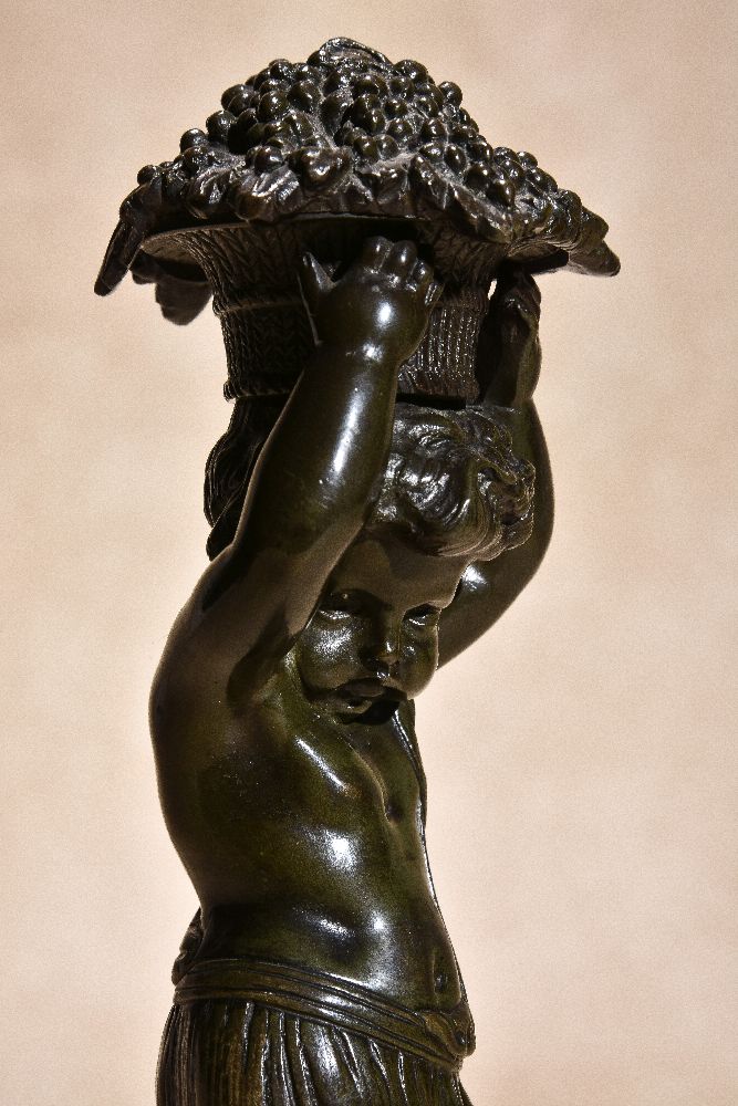 A pair of patinated bronze and marmo convento Siena mounted models of putti - Image 3 of 5