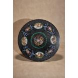 An Italian micro-mosaic inset black marble circular table top