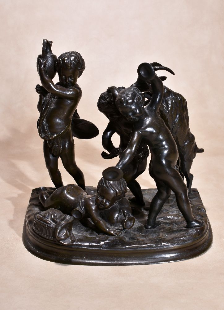 After Claude Michel, called Clodion, (French 1738 ~ 1814), a pair of patinated bronze Bacchic groups - Image 2 of 6