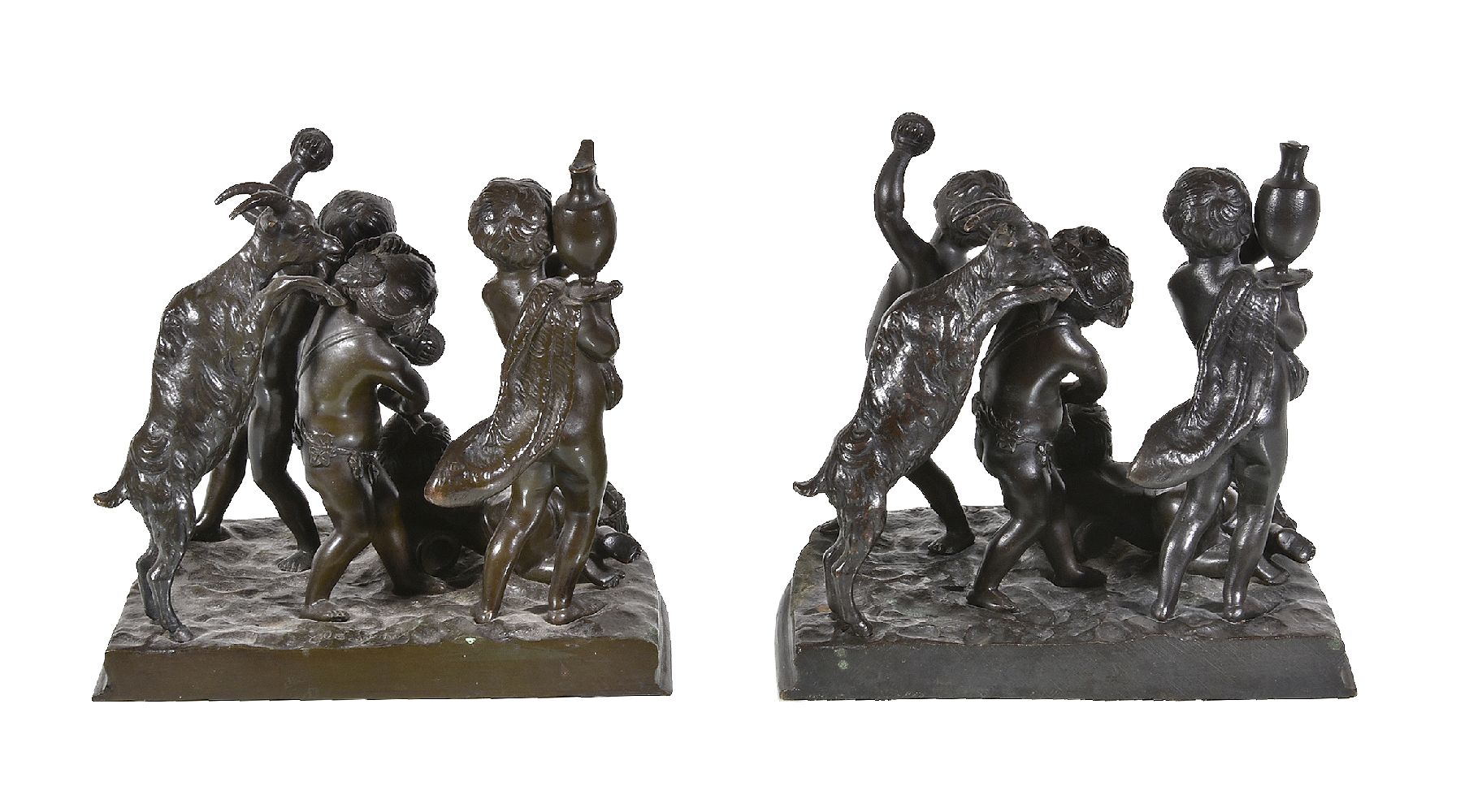 After Claude Michel, called Clodion, (French 1738 ~ 1814), a pair of patinated bronze Bacchic groups - Image 5 of 6