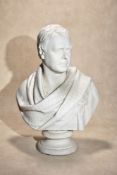 A Victorian Copeland biscuit porcelain bust of Sir Walter Scott