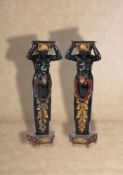 A pair of carved and painted wood term pilasters in Baroque taste