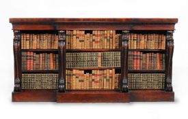 ϒ A William IV rosewood breakfront open bookcase