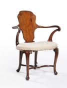 A George I walnut elbow chair