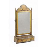 A green lacquer and gilt Chinoiserie decorated dressing mirror