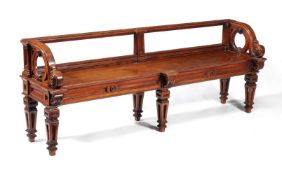 A Victorian mahogany hall seat