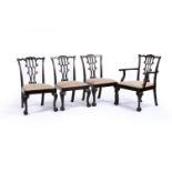 A set of eight mahogany dining chairs in George III style