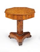 ϒ A Regency pollard oak and kingwood crossbanded octagonal 'piano-key' pedestal table