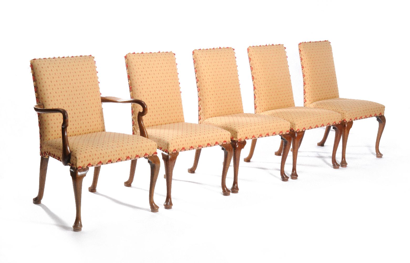A set of sixteen walnut and upholstered dining chairs - Image 2 of 3